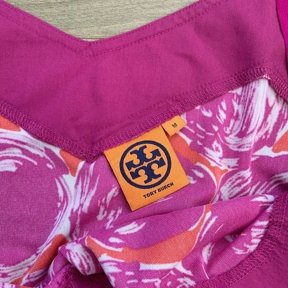Tory Burch Pink Red Floral Silk Bow Mini Dress - Picture 4 of 6